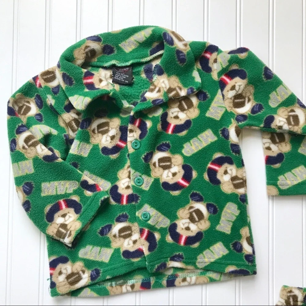 Football teddy bear fleece pj set